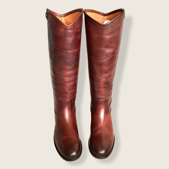 Frye Melissa Button 2 Redwood Leather Tall Boots - Picture 7 of 16